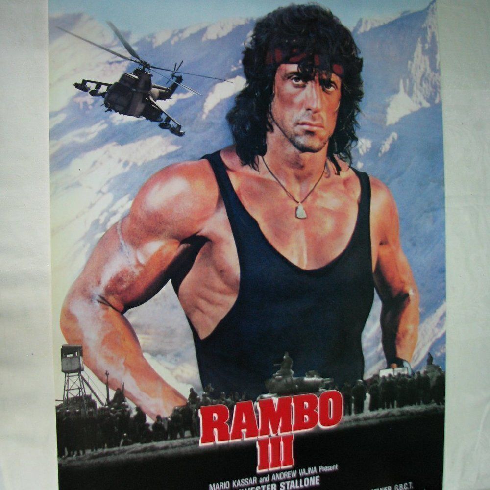 Vintage Rambo 3 Sylvester Stallone Movie Poster